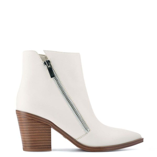 Nine West Wearit Block Heel White Ankle Boots | South Africa 12S69-4H25